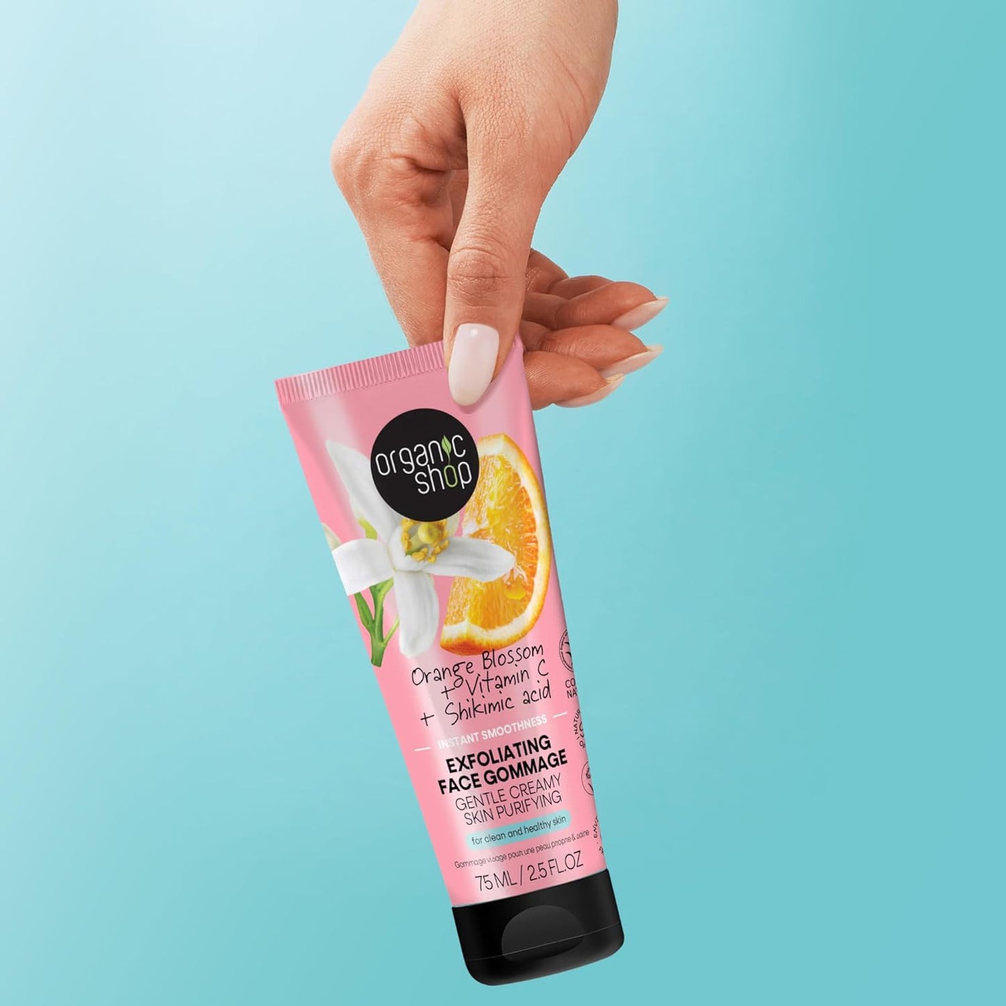 Orange Blossom Skincare Instant Smoothness Face Gommage with Vitamin C & Shikimic Acid – Purifying Exfoliator, 75 ml