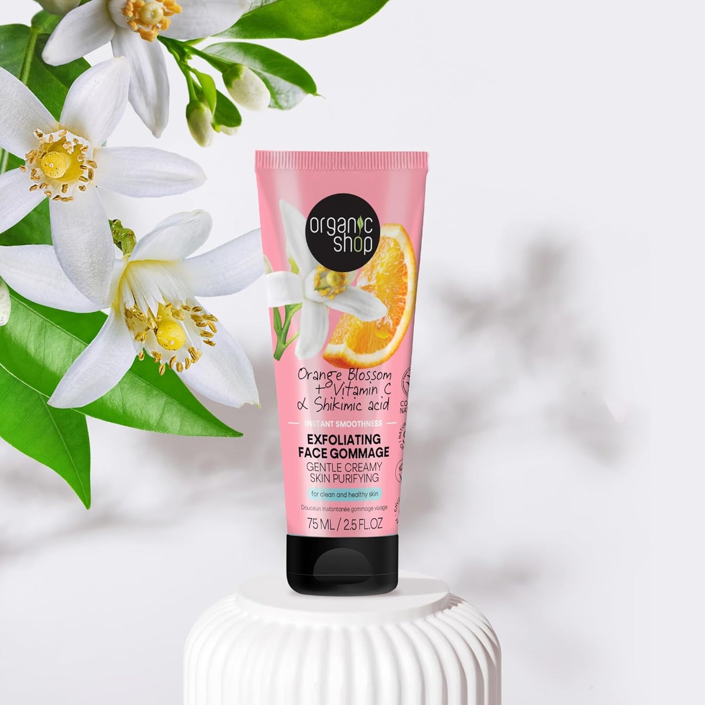 Orange Blossom Skincare Instant Smoothness Face Gommage with Vitamin C & Shikimic Acid – Purifying Exfoliator, 75 ml