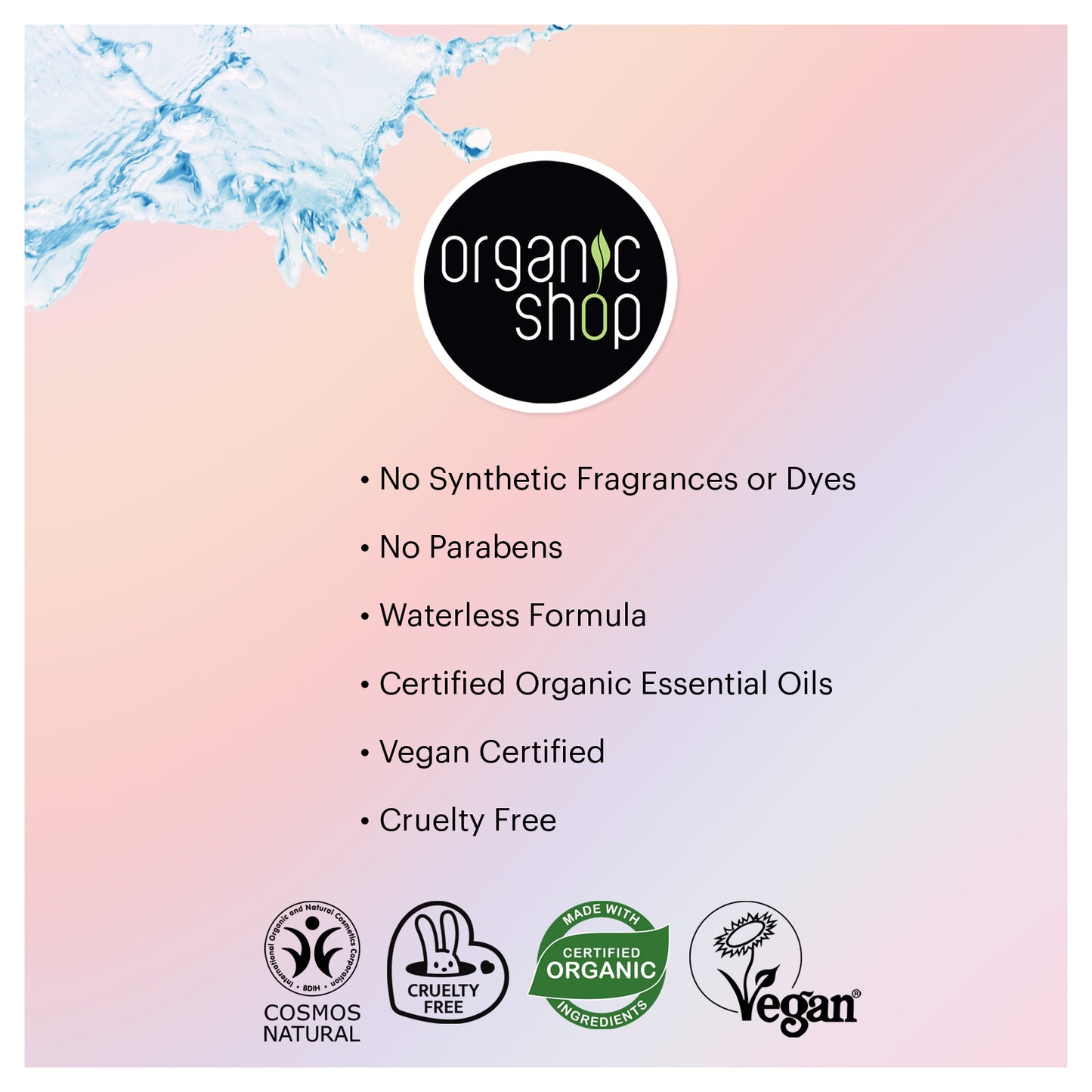 Organic Shop Hydrogel Eye Patch, 60 pcs – Vegan, COSMOS Natural Certified, Waterless Formula, Hydrating Under Eye Masks for Puffiness & Dark Circles