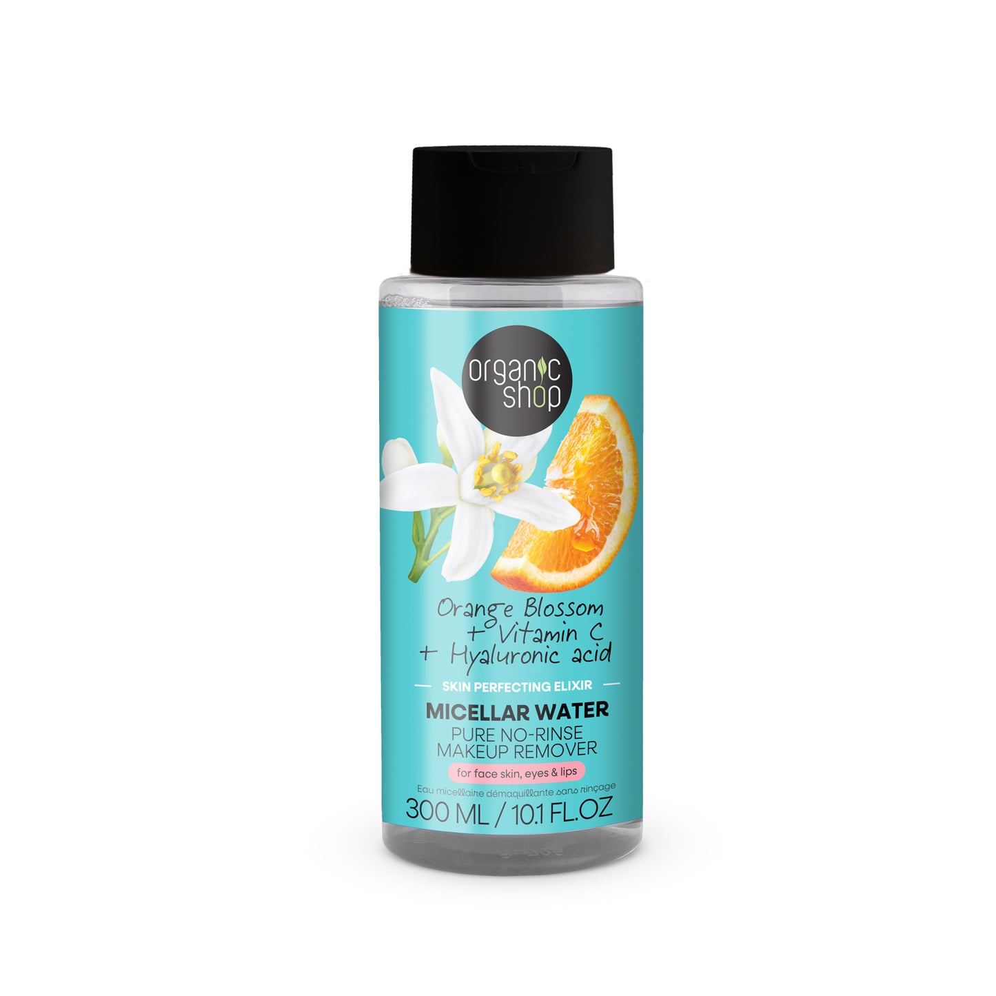 Organic Shop Micellar Water Face Cleanser 300ml ā Skin Perfecting Elixir with Hyaluronic Acid & Vitamin C ā Vegan, No-Rinse Makeup Remover ā COSMOS Natural Certified ā Gentle Waterless Formula for All Skin Types