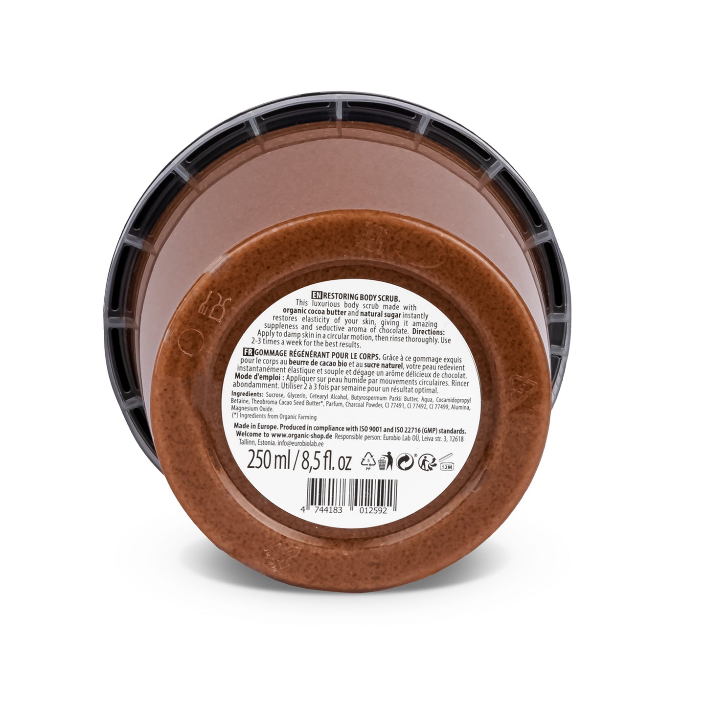 Organic Shop Chocolate & Sugar Body Scrub 250ml – Exfoliating, Nourishing, Vegan, COSMOS Certified, 99% Natural, Waterless Formula