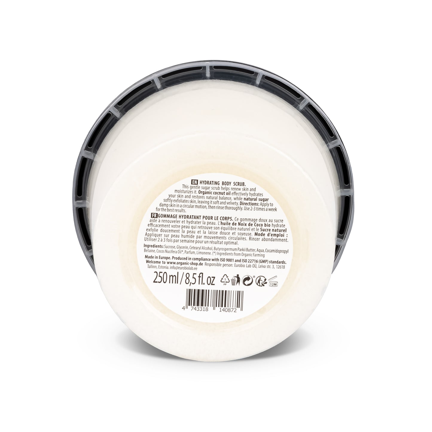 Organic Shop Body Scrub Coconut & Sugar, 250ml – Natural Exfoliator, Hydrating Vegan Scrub, COSMOS Certified, Organic, Waterless Formula