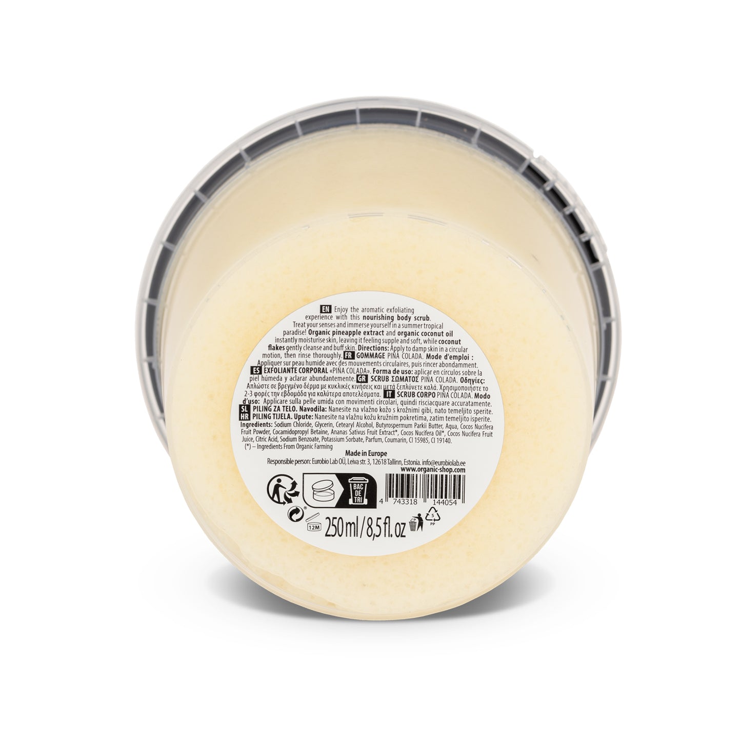 Organic Shop Piña Colada Body Scrub Pineapple & Coconut 250ml | Exfoliating, Nourishing, Vegan Skincare | Natural, COSMOS Certified