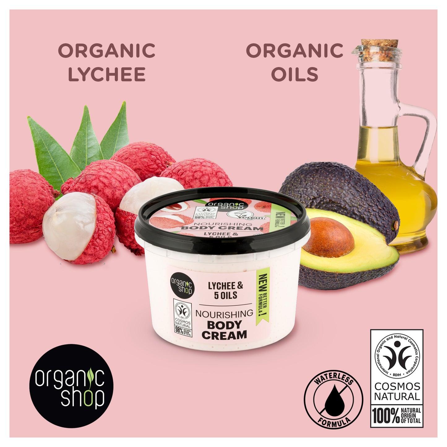 Nourishing Body Cream - Lychee & 5 oils, 250 ml