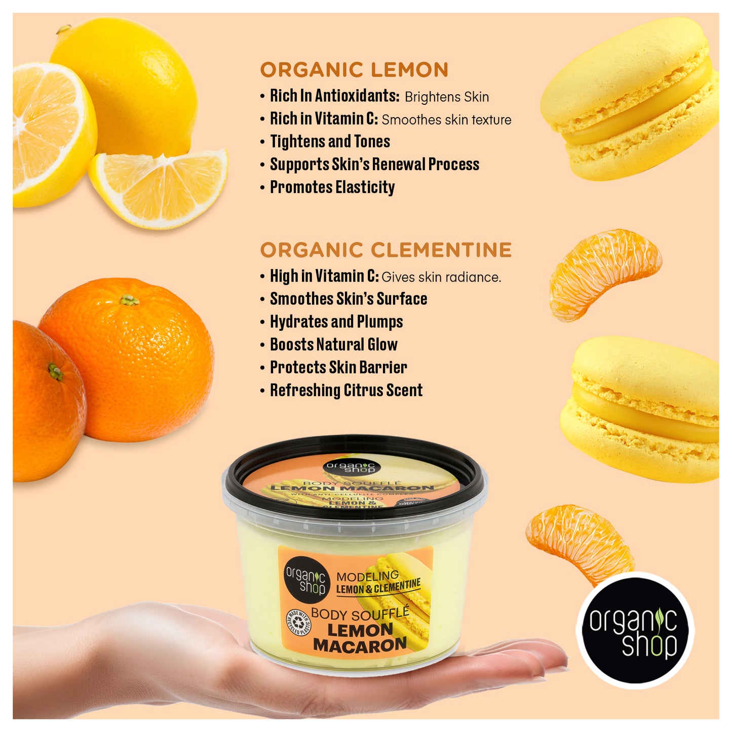 Lemon Macaron Body Souffle - Modeling Lemon & Clementine, 250 ml