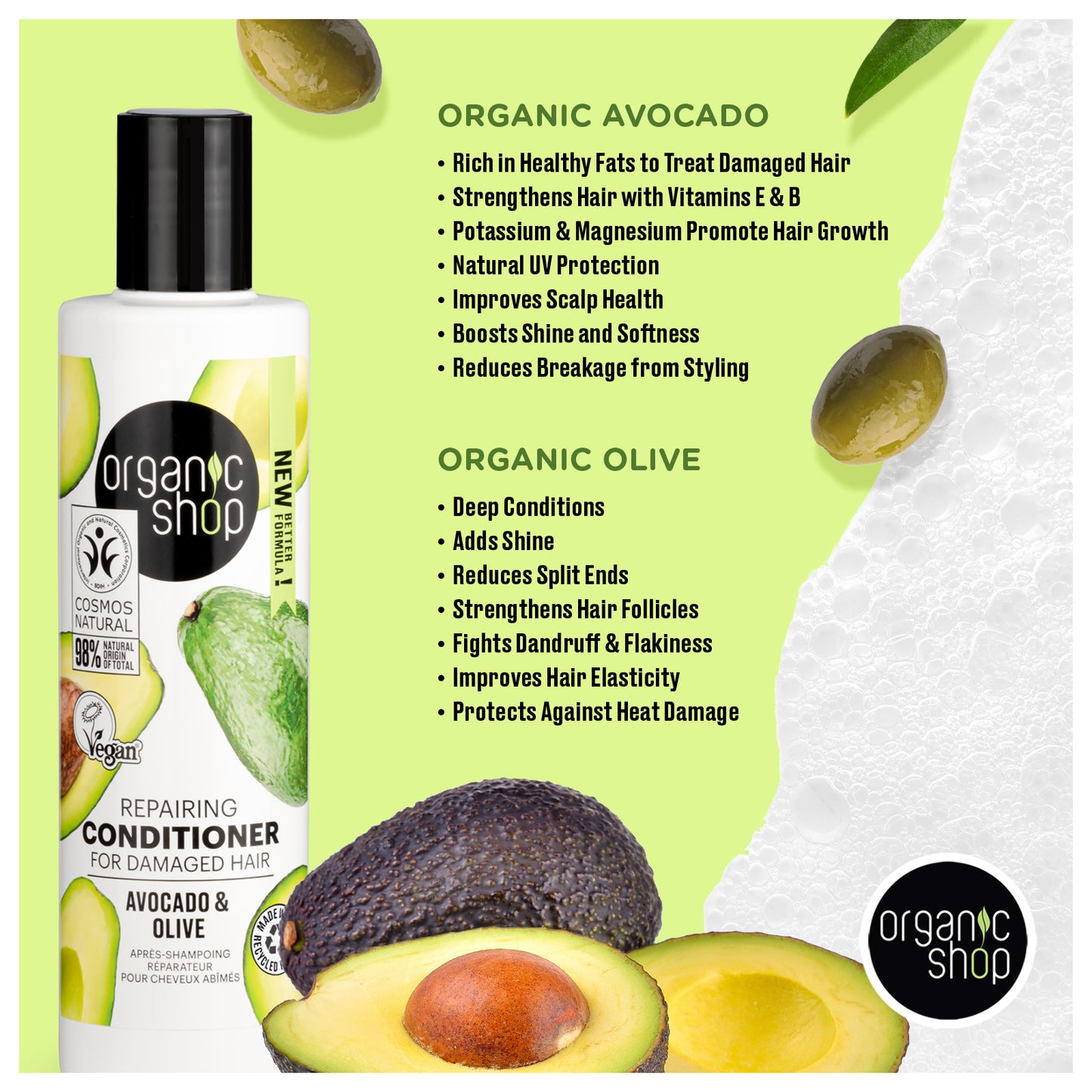 Repairing Conditioner for Damaged Hair - Avocado and Olive, 280 ml