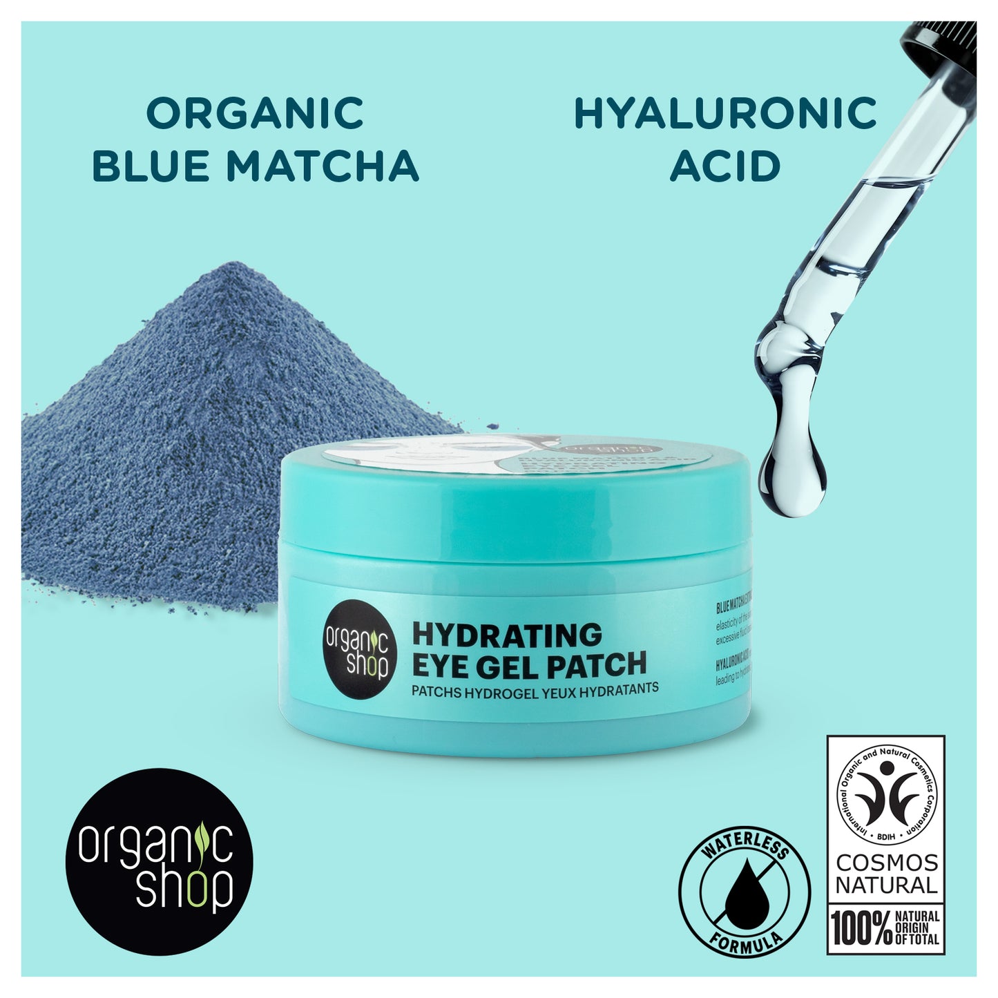 Hydrogel Eye Patch Blue Matcha & Hyaluronic Acid, 60 pcs