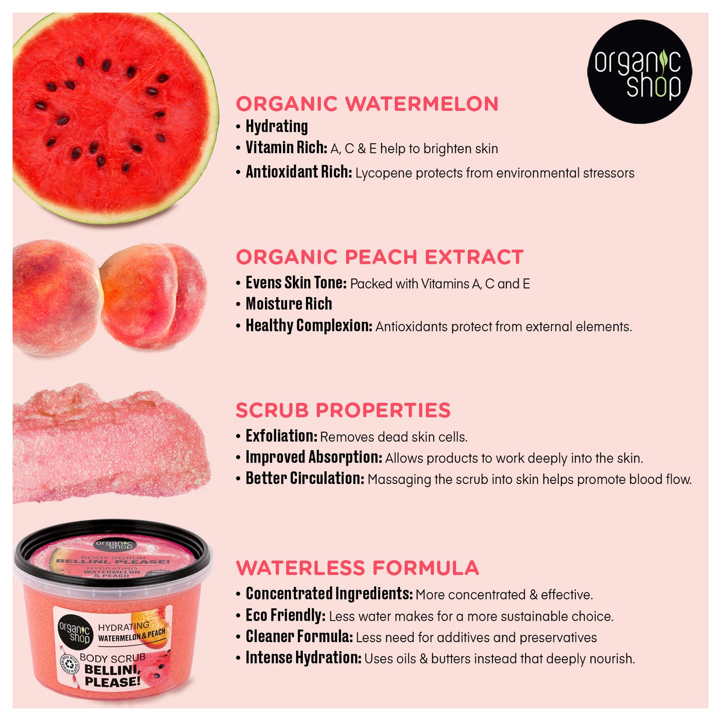 Bellini, please! Body Scrub - Hydrating Watermelon & Peach, 250 ml