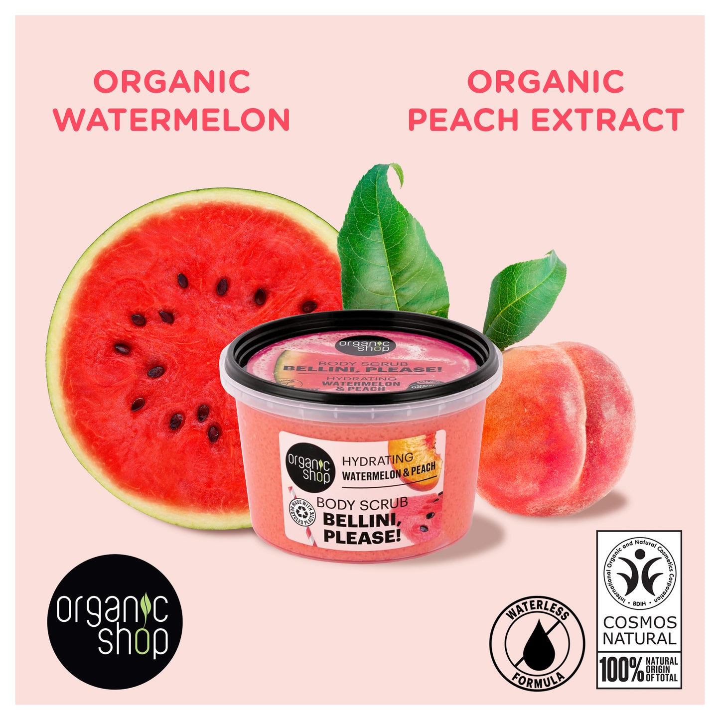 Bellini, please! Body Scrub - Hydrating Watermelon & Peach, 250 ml