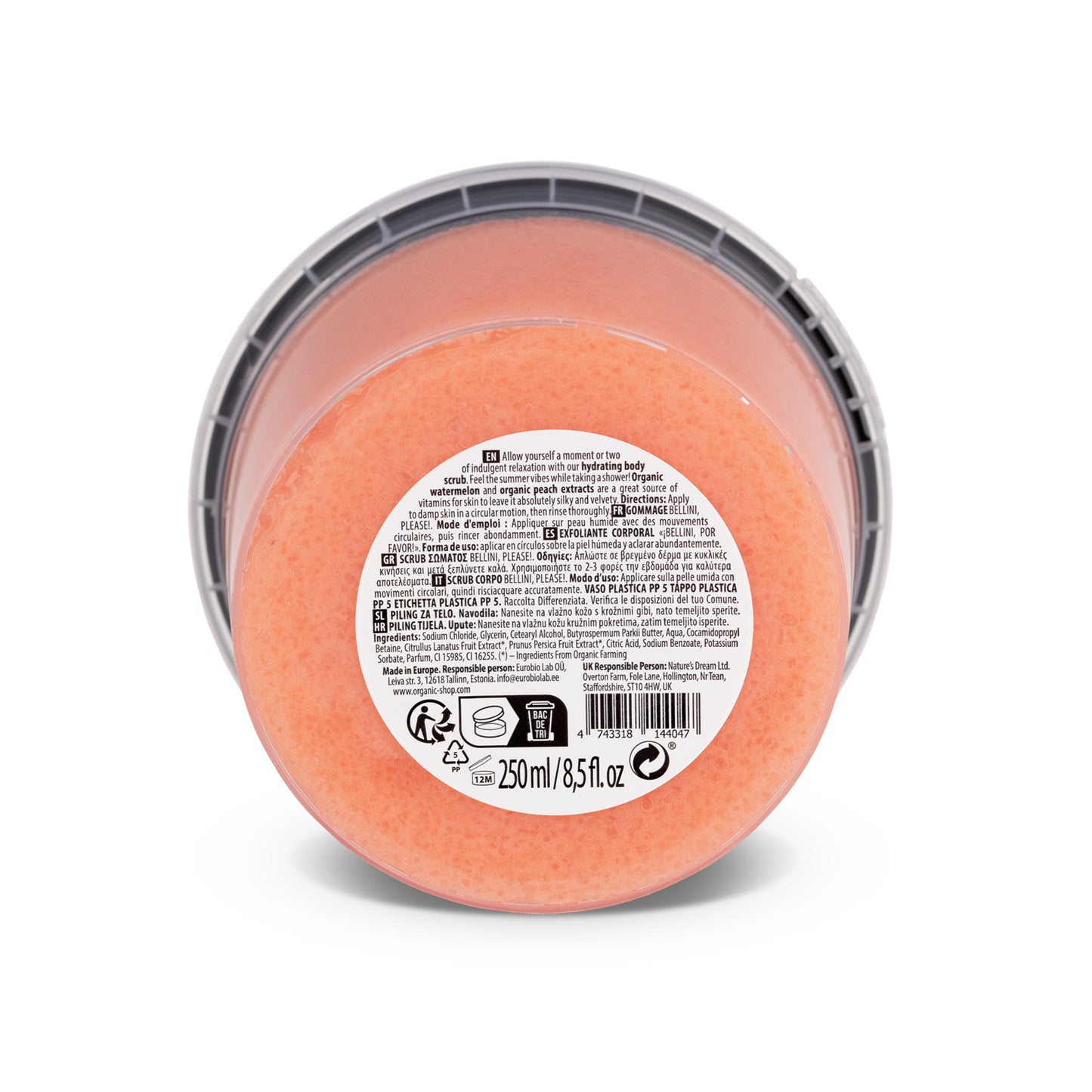 Bellini, please! Body Scrub - Hydrating Watermelon & Peach, 250 ml