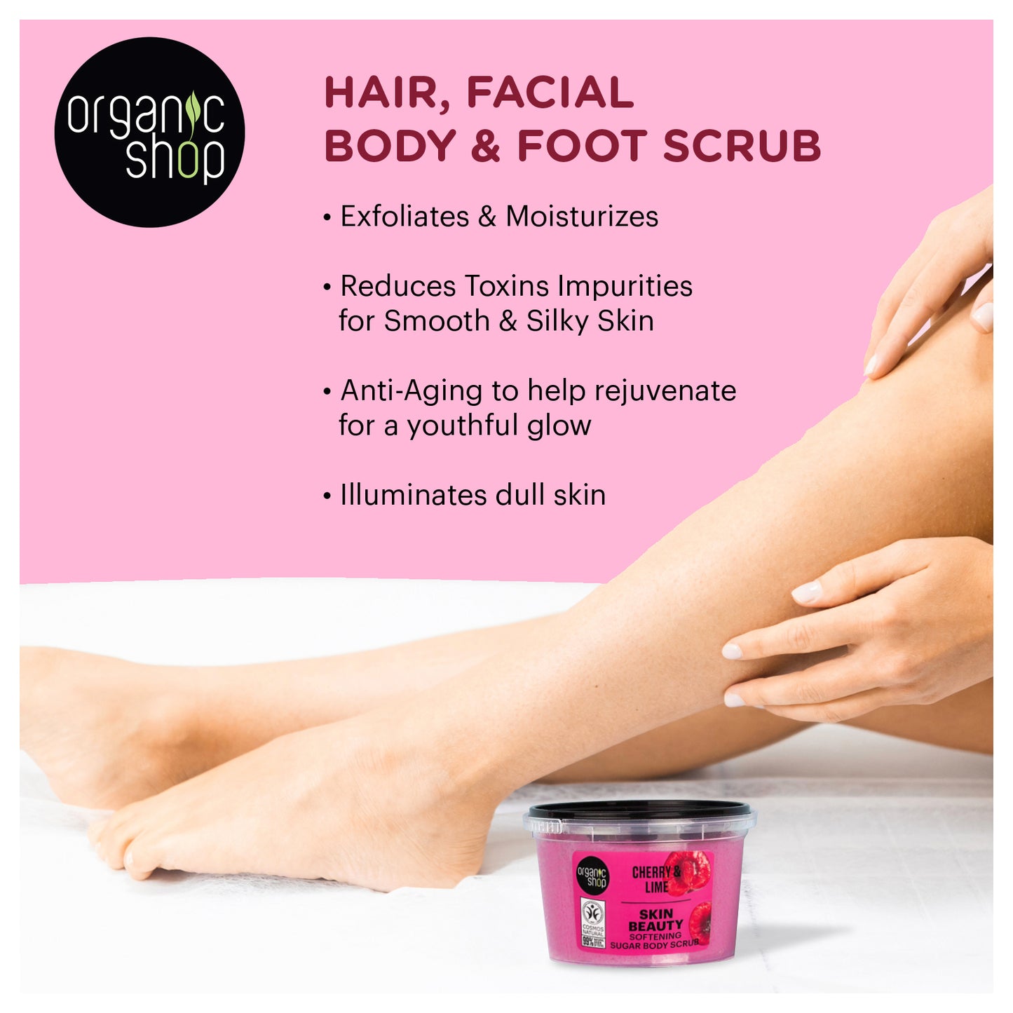 Skin Beauty softening sugar body scrub - Cherry & Lime, 250 ml