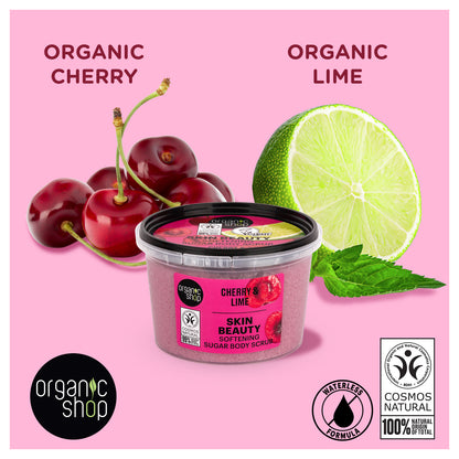 Skin Beauty softening sugar body scrub - Cherry & Lime, 250 ml