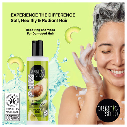 Repairing Shampoo for Damaged Hair - Avocado and Olive, 280 ml