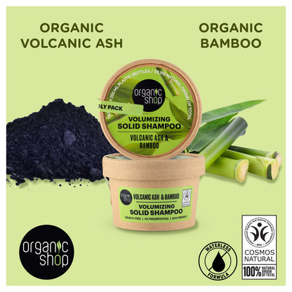 Volumizing solid Shampoo - Volcanic ash & Bamboo, 60 g