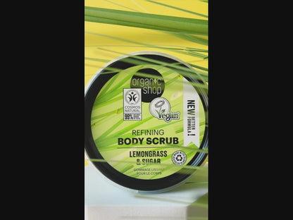 Organic Shop Lemongrass & Sugar Body Scrub, 250ml – Exfoliating & Hydrating, Vegan, Waterless, COSMOS Certified, Natural Skincare