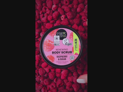Organic Shop Renewing Raspberry & Sugar Body Scrub 250ml – Vegan Exfoliating Polish – Waterless, COSMOS Certified, Organic & Natural Skincare